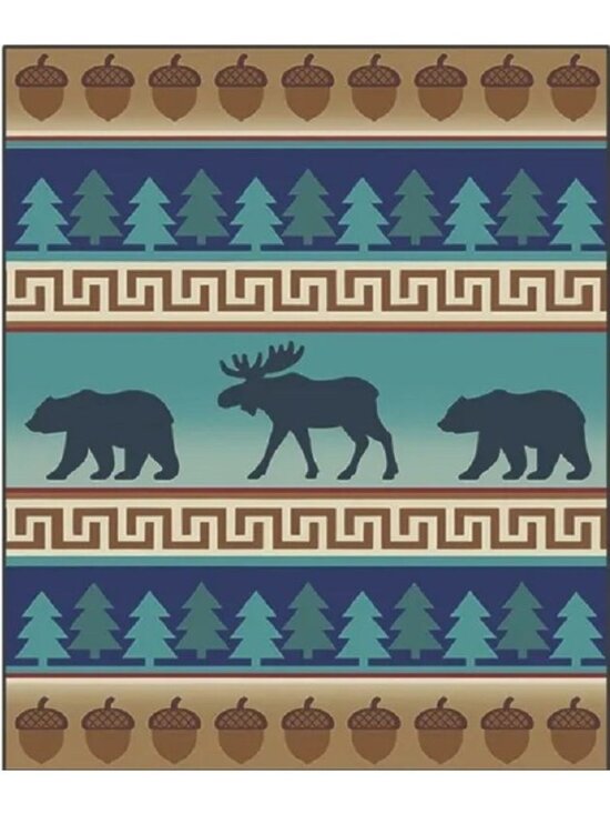 Unbranded Other - Moose Black Bear Fleece Throw Gift Blanket Reversible Rustic Cabin Home Decor